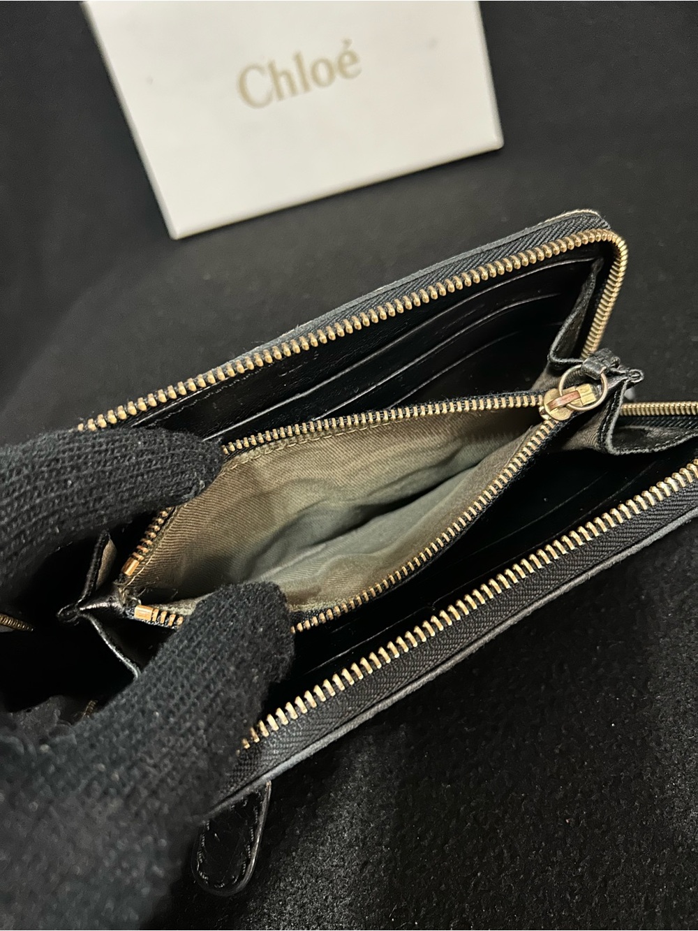 Chloé Beige Canvas and Black Leather Zip Wallet - Picture 6 of 9